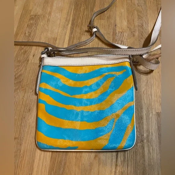 Dooney & Bourke Retro Blue and Gold Crossbody Bag - Picture 3 of 4
